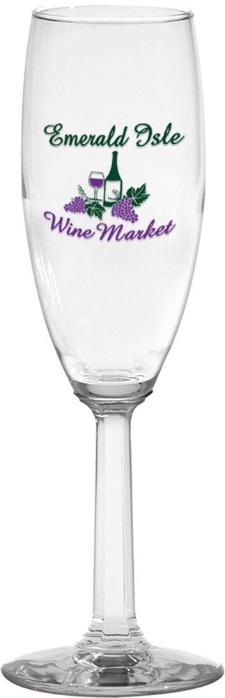 The Napa Valley Flute 6 oz Optic Stem Wine Glass - Screenprinted